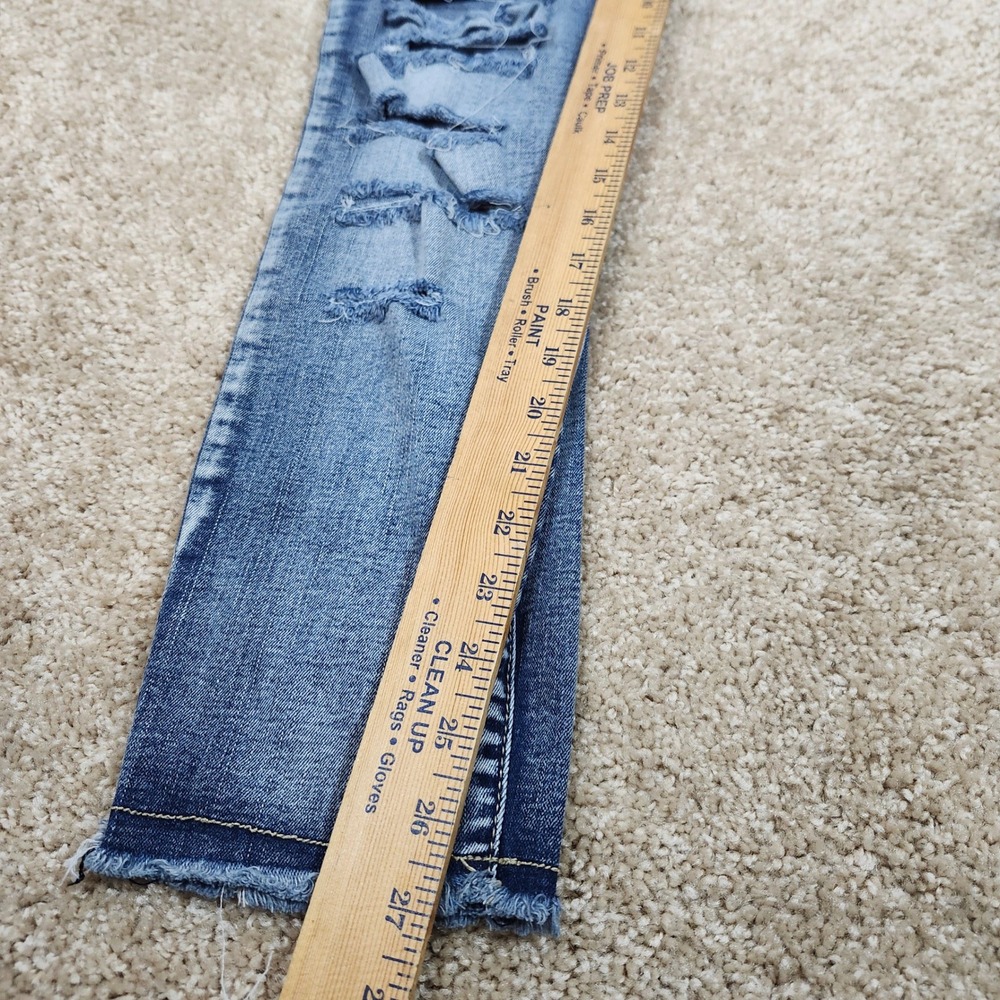 Elite Jeans Curvy High Rise‎ Distressed Skinny Jeans Button Fly Blue 13/14 - Picture 5 of 10